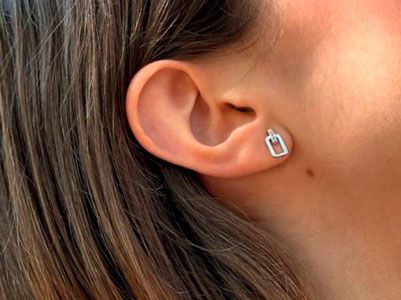 Pendientes plata rectangulo circonitas