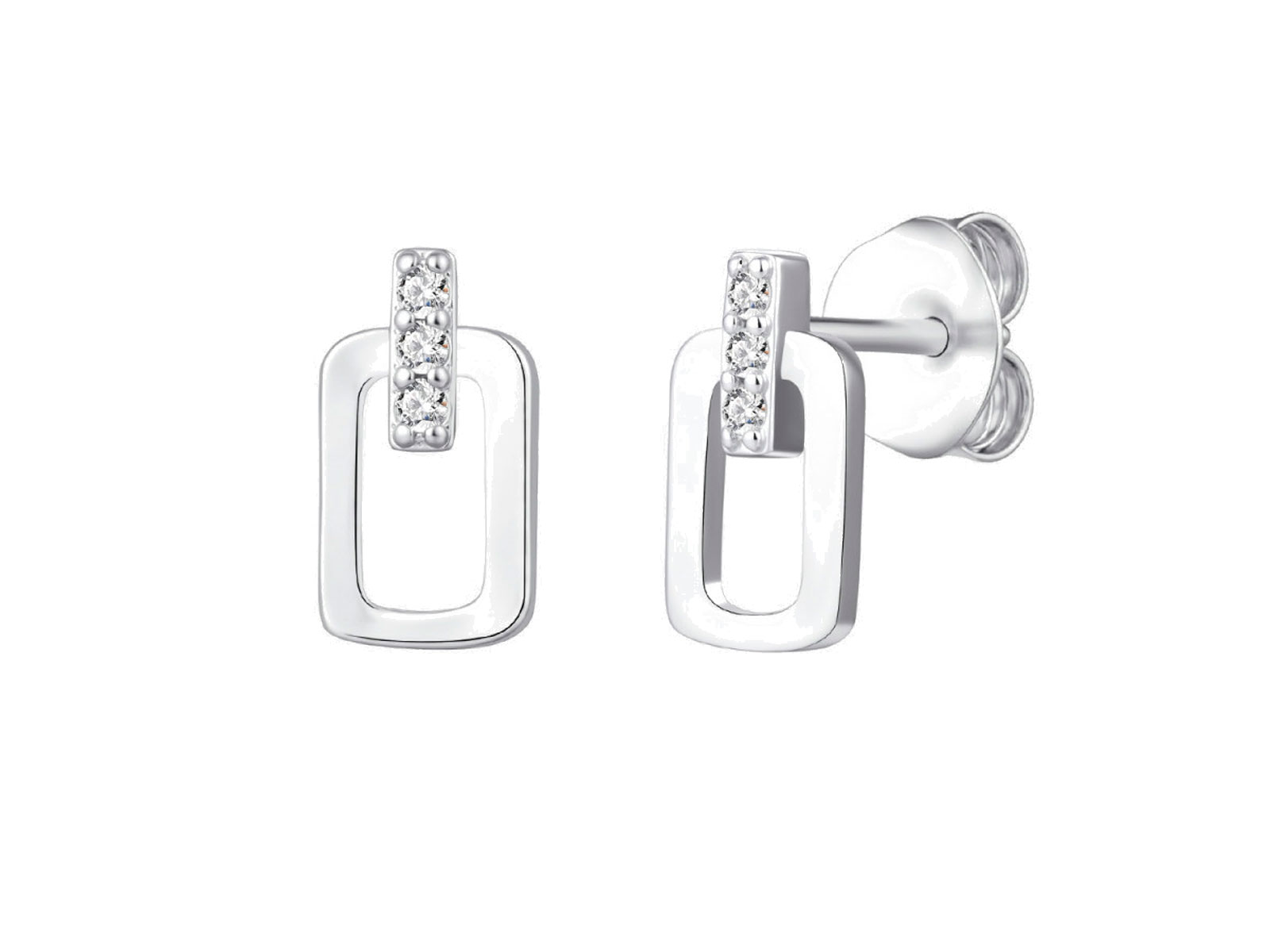 Pendientes plata rectangulo circonitas