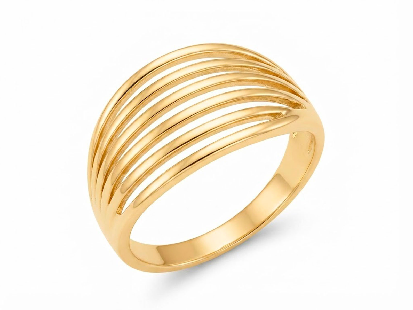 Anillo plata dorada hilos