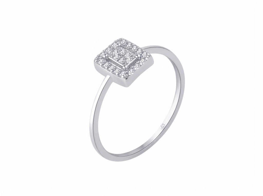 Anillo plata cuadrado multicirconita