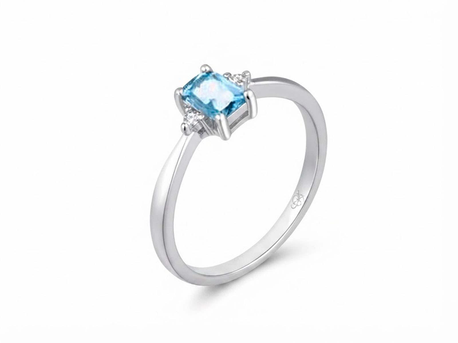 Anillo plata rectangulo aguamarina