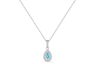 Gargantilla plata gota aguamarina
