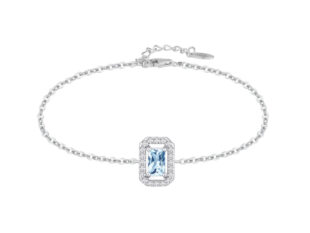 Pulsera plata rectangulo aguamarina