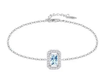 Pulsera plata rectangulo aguamarina