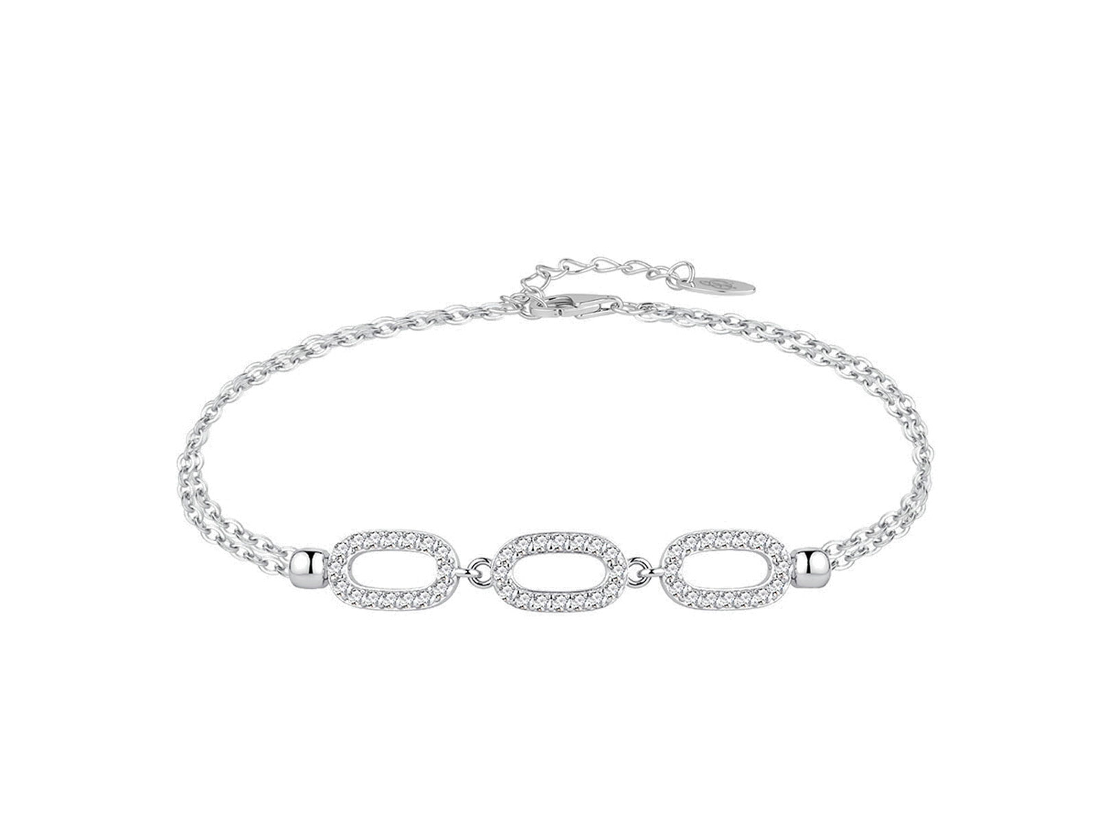 Pulsera plata centro rectangulos