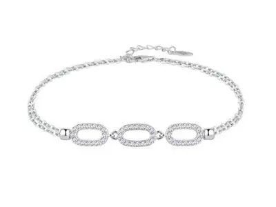 Pulsera plata centro rectangulos