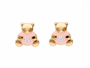 Pendientes bebe oso rosa