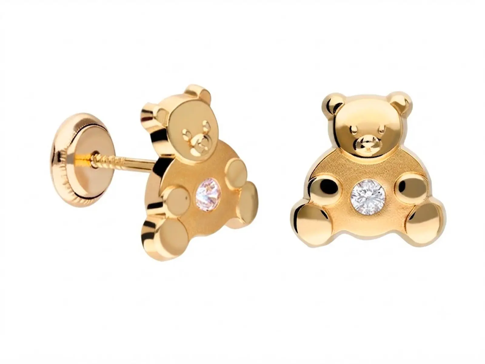 Pendientes dormilon oro oso circonita