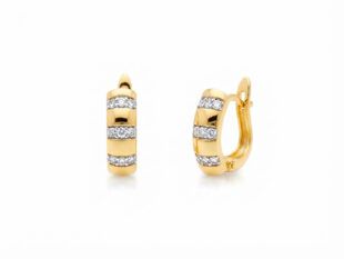 Pendientes oro circonitas medio aro
