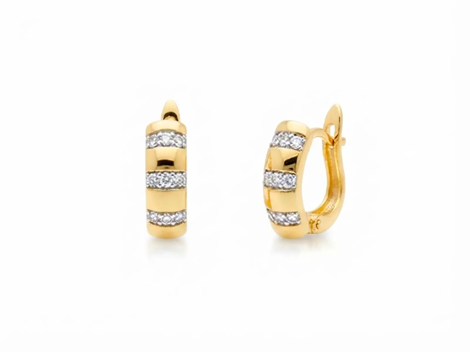 Pendientes oro circonitas medio aro