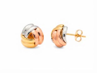 Pendientes oro tricolor nudo