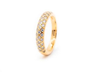 Anillo oro amarillo gajo circonitas