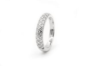 Anillo oro blanco circonitas