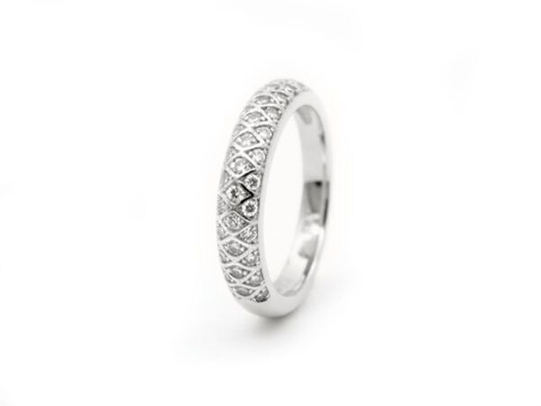 Anillo oro blanco circonitas