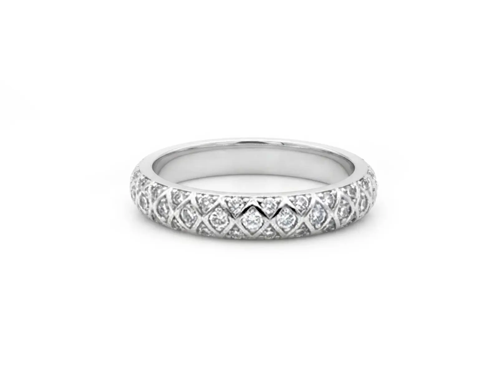 Anillo oro blanco gajo de circonitas