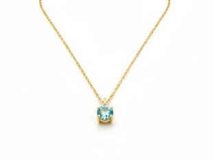 Cadena oro colgante aguamarina