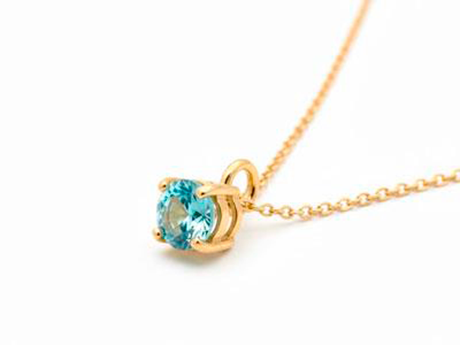 Cadena de oro amarillo con colgante aguamarina redonda