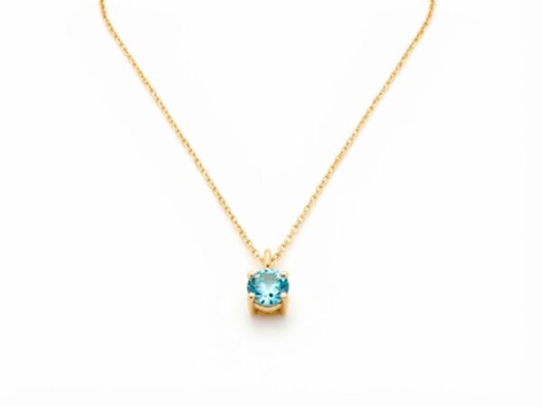 Cadena oro colgante aguamarina