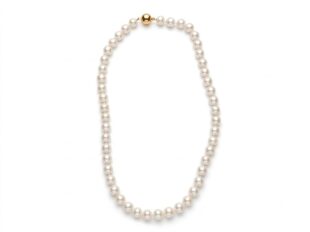 Collar perlas bola oro
