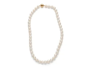 Collar perlas bola oro