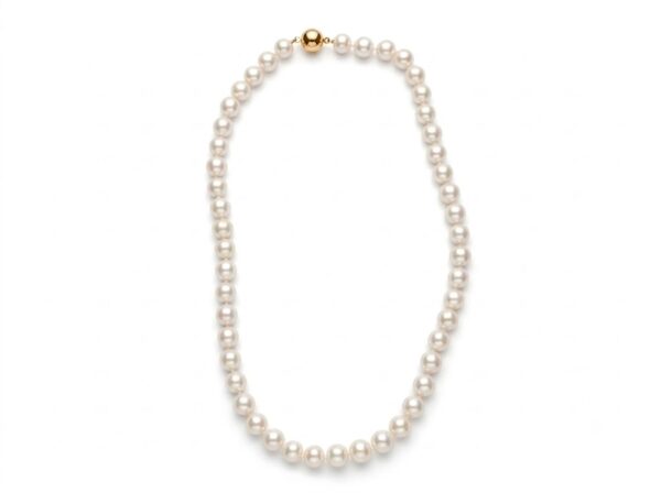 Collar perlas bola oro