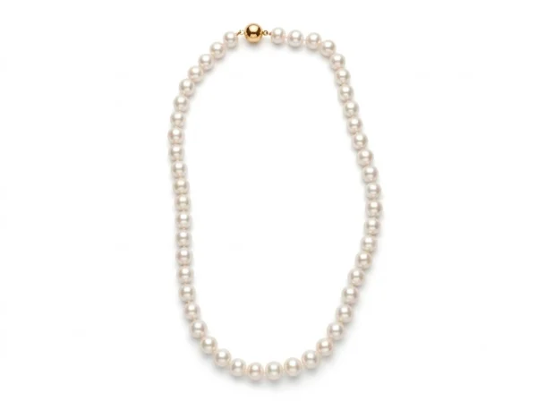 Collar perlas bola oro