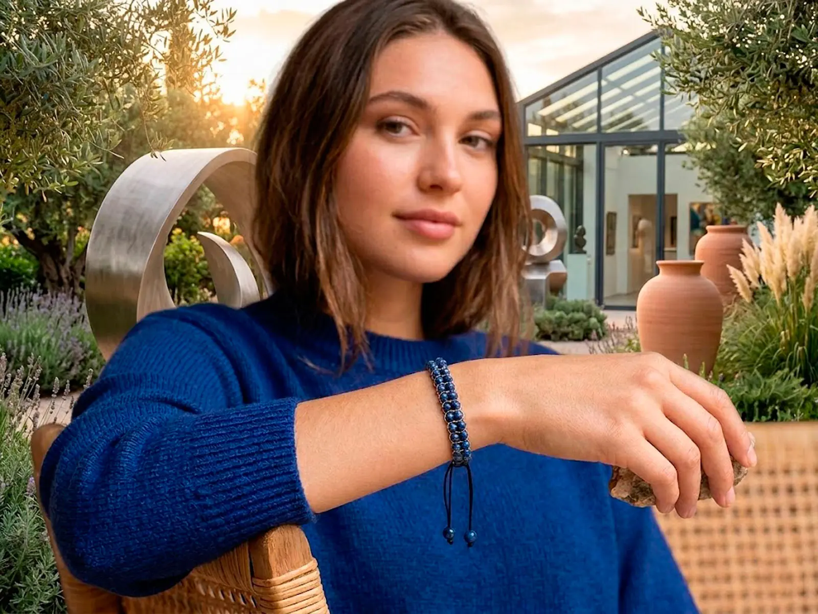 Pulsera Mar de Sal macramé y lapislázuli