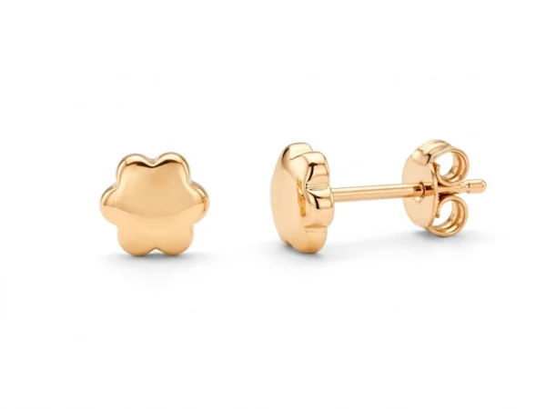 Pendientes flor oro presion
