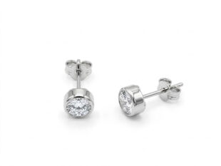 Pendientes chaton blanco presion