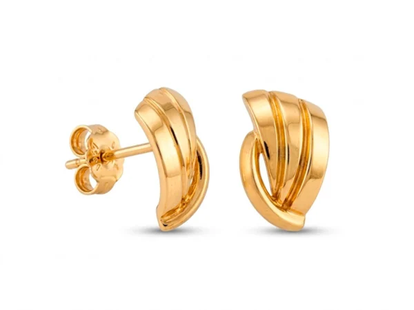 Pendientes de oro amarillo olas