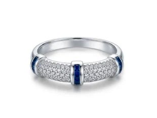 Anillo plata cuajo zafiros