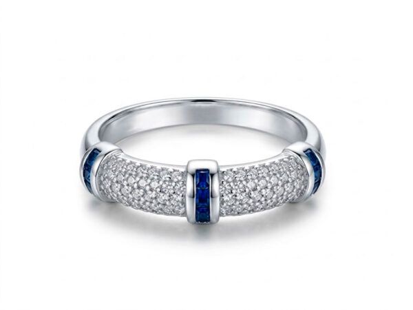 Anillo plata cuajo zafiros