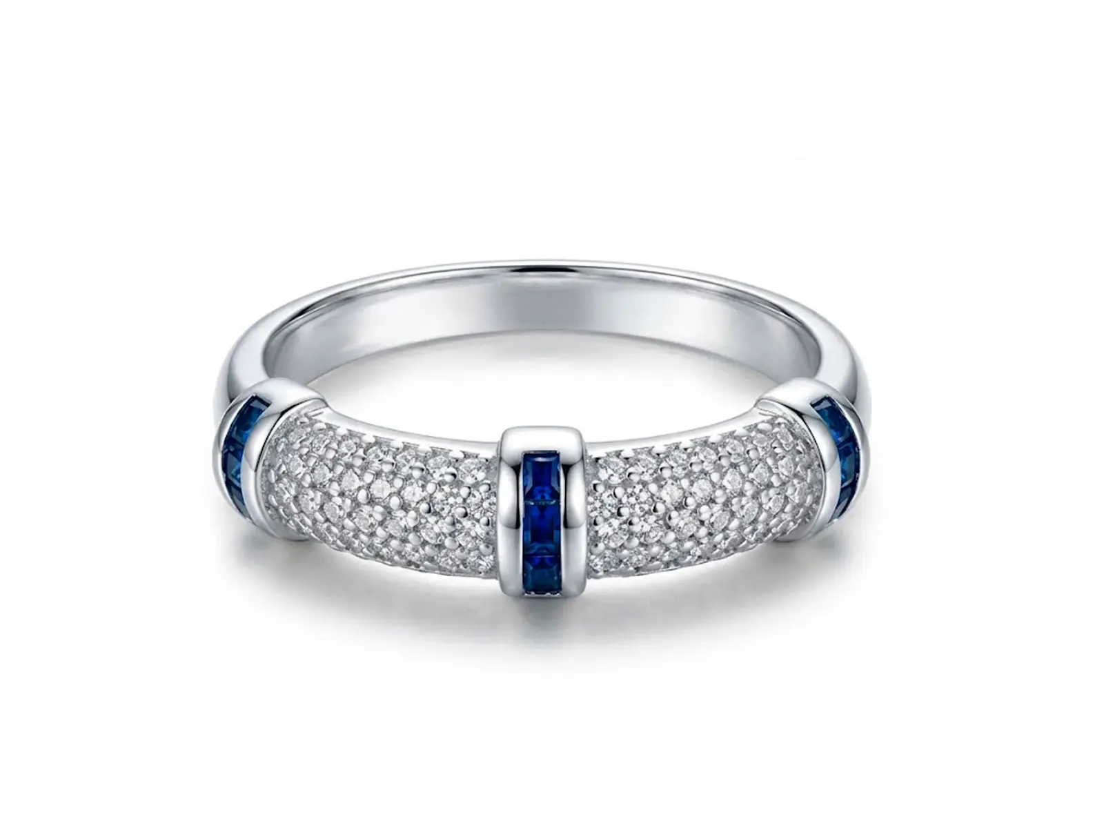 Anillo plata cuajo zafiros