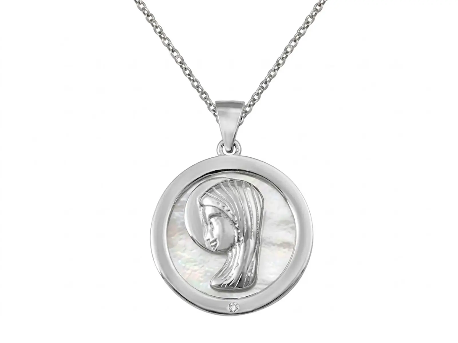 Cadena medalla nacar virgen