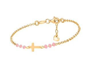 Pulsera plata cruz rosas