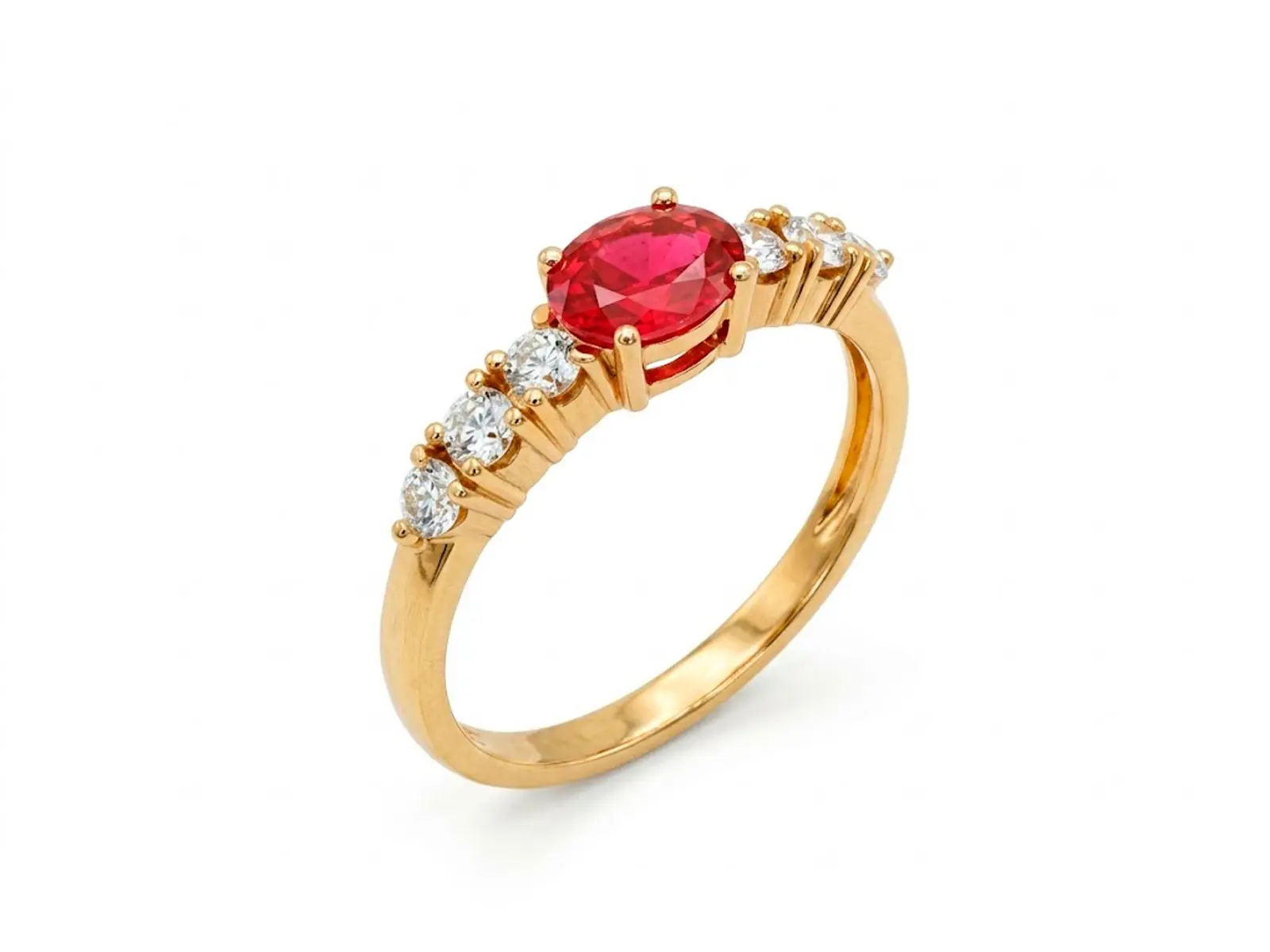 Anillo oro rubi circonitas