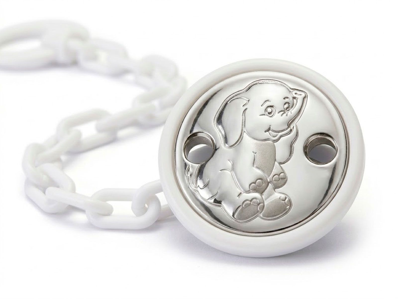 Pinza chupete blanca elefante