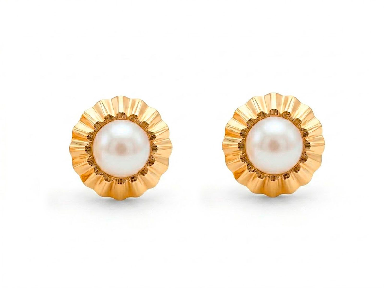 Pendientes de oro cerco lapidado sol perla central