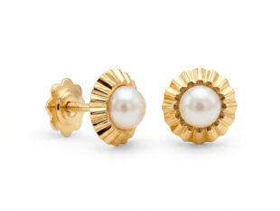 Pendientes oro cerco perla
