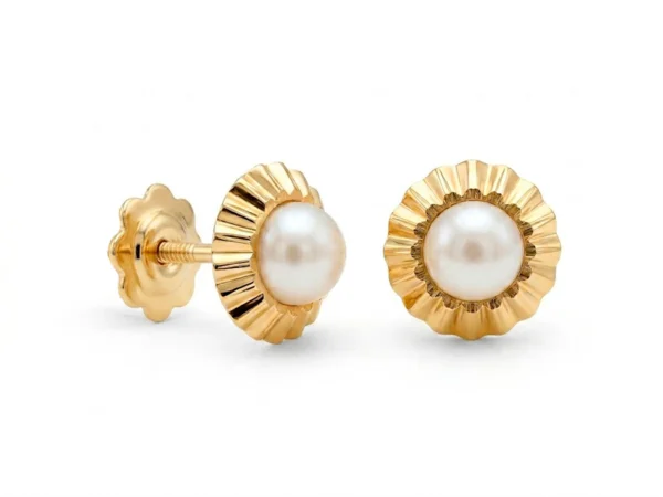 Pendientes oro cerco perla