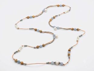 Collar largo perlas aguamarinas