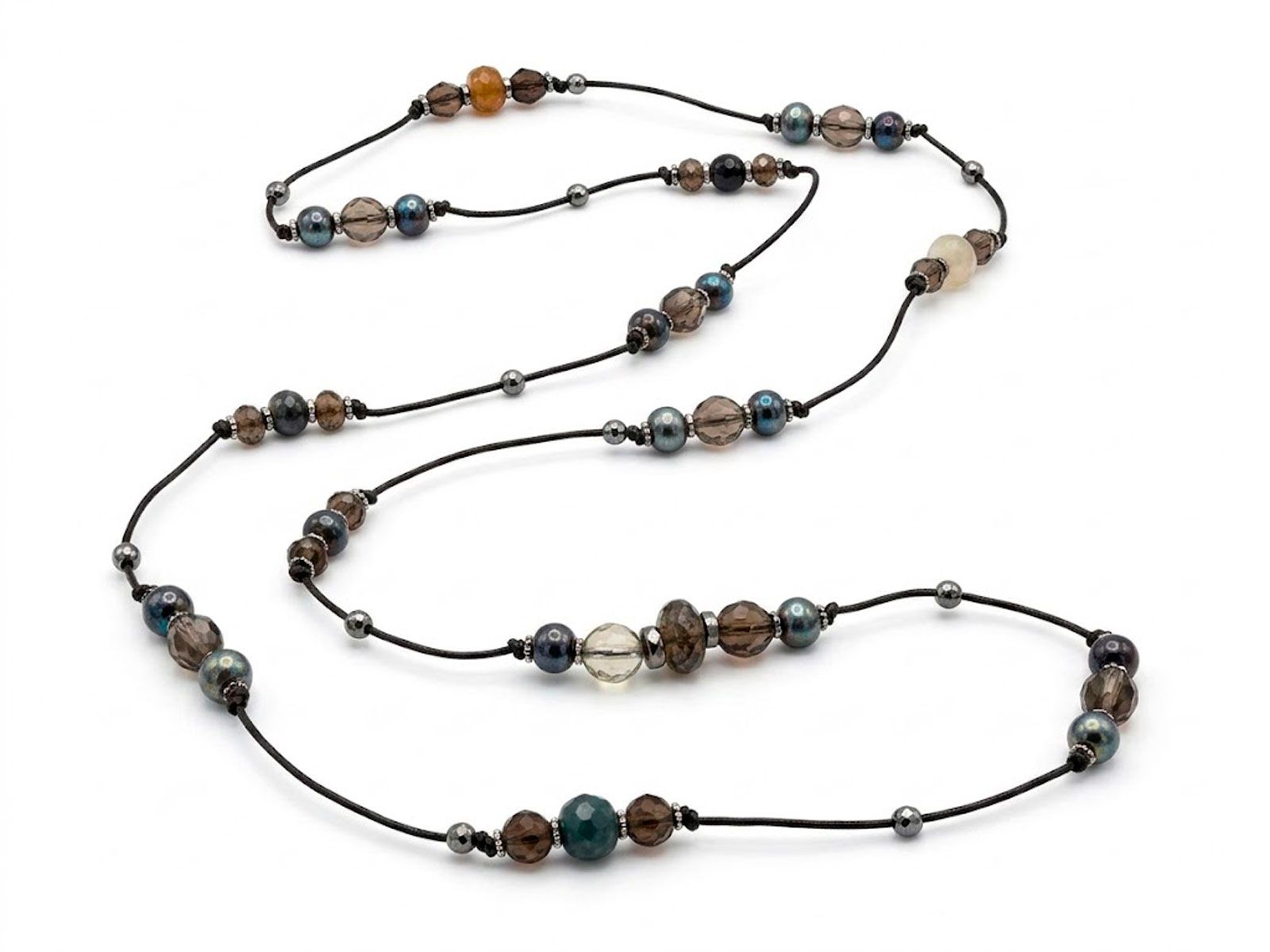 Collar cuarzos ahumados cerámica