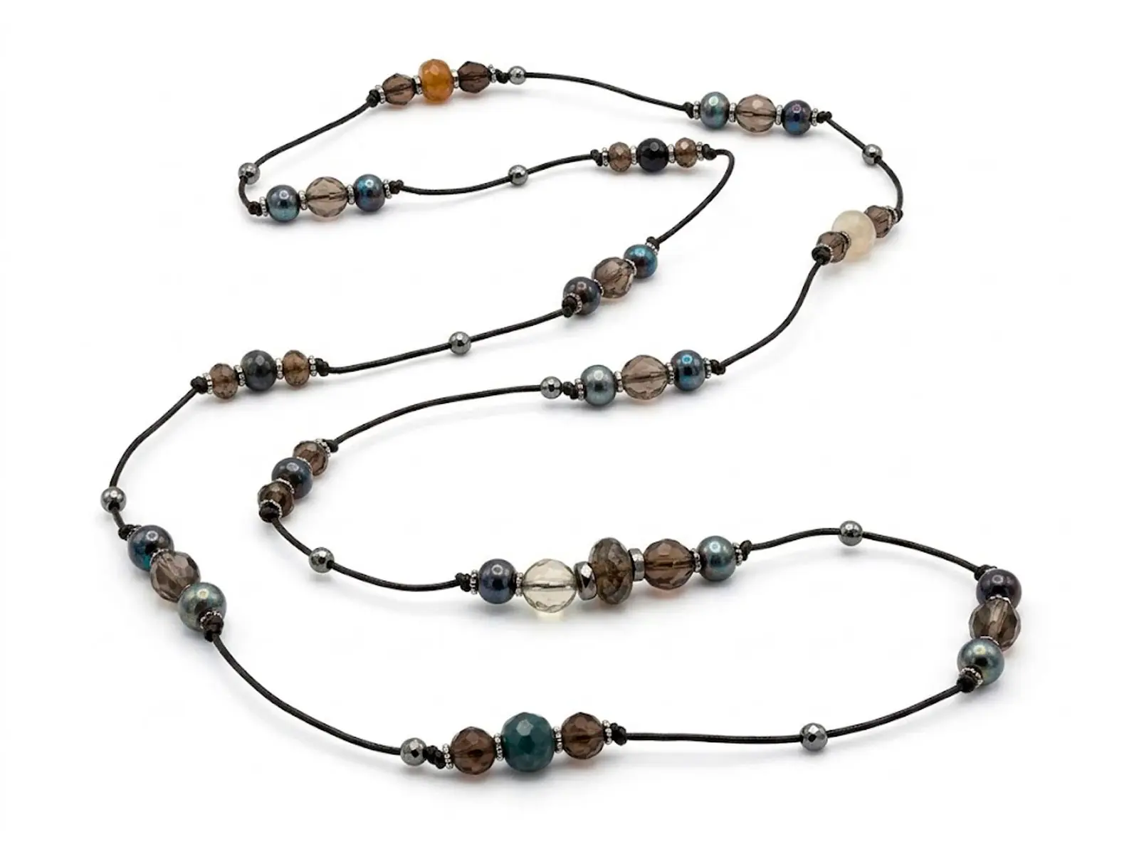 Collar cuarzos ahumados cerámica