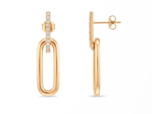Pendientes oro circonita rectangulo calado