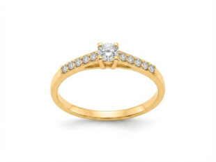 Anillo solitario compromiso oro