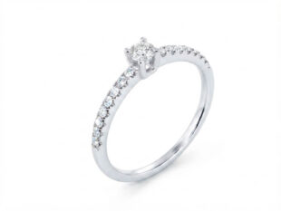 Anillo solitario oro brazos circonitas