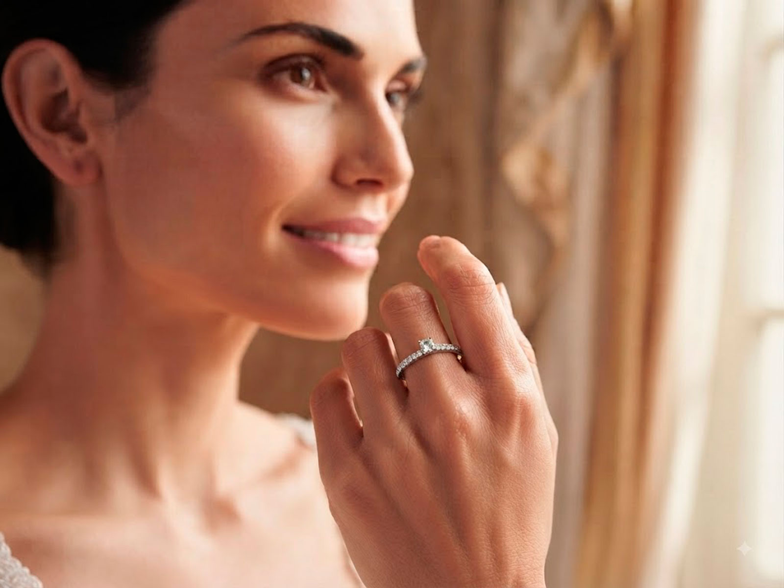 Anillo solitario oro blanco centro y brazos circonitas
