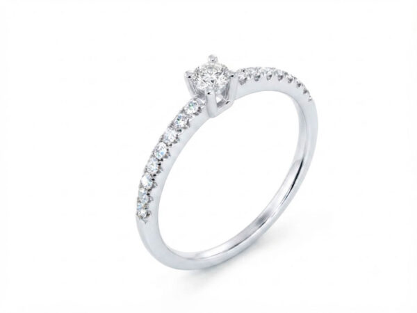 Anillo solitario oro brazos circonitas