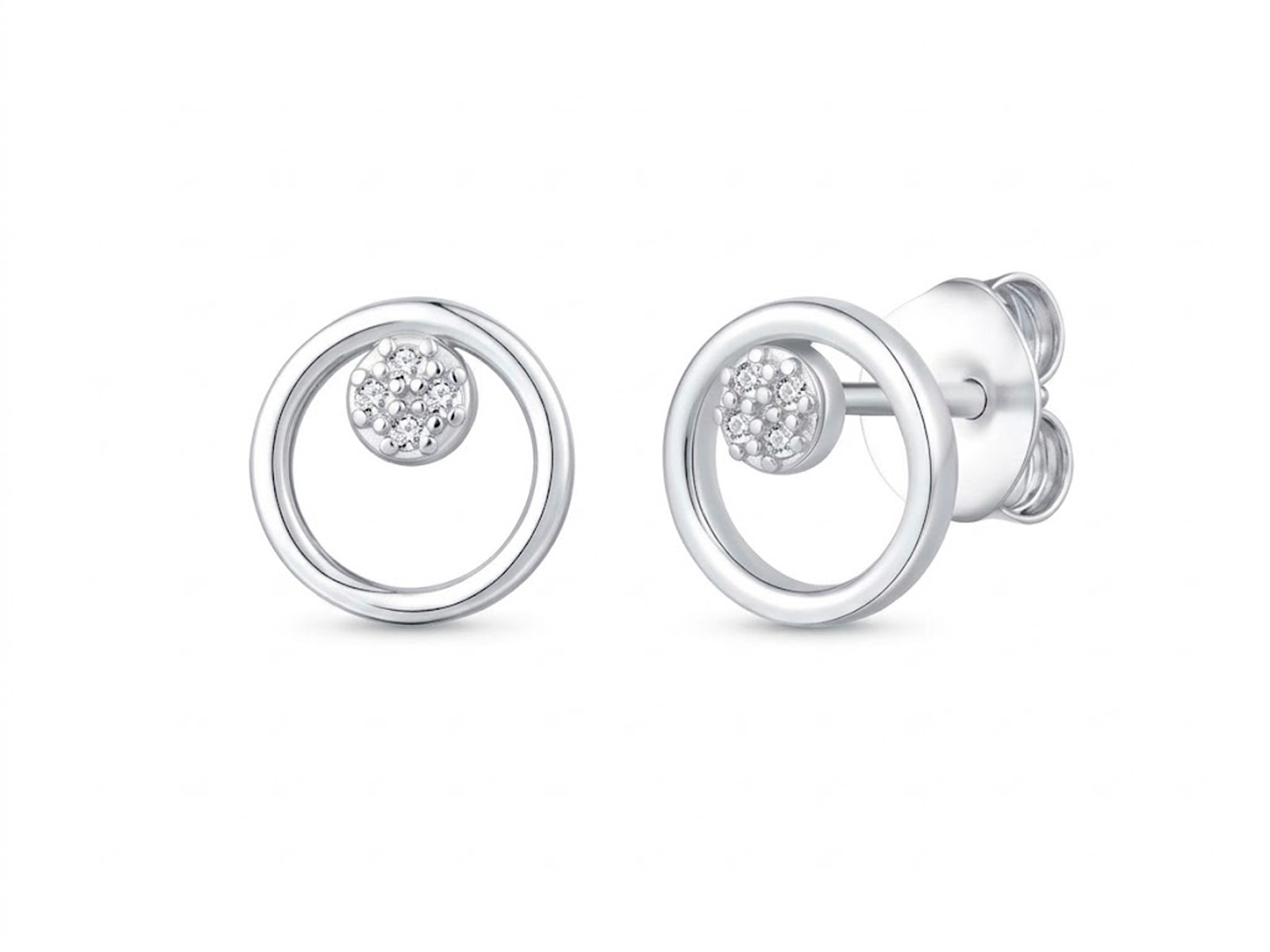 Pendientes plata circulo punto