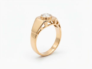 Anillo plata chapado geométrico
